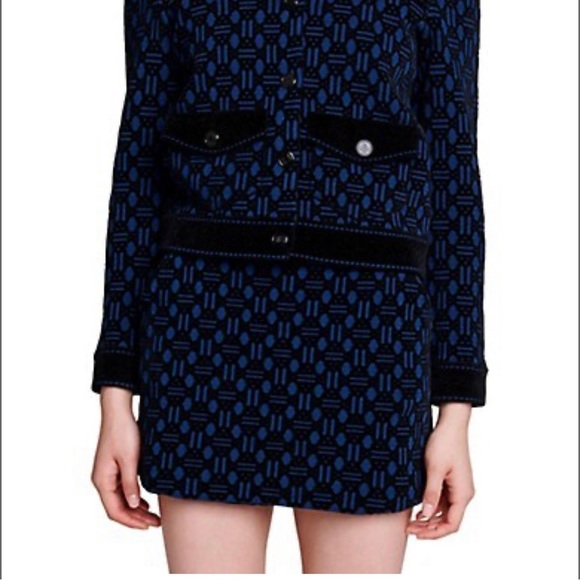 Maje Iveillon Velvet Jacquard Skort - Picture 1 of 2